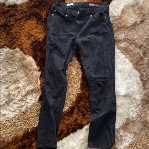 Gap Mid Rise Black Girlfriend Distressed Jeans